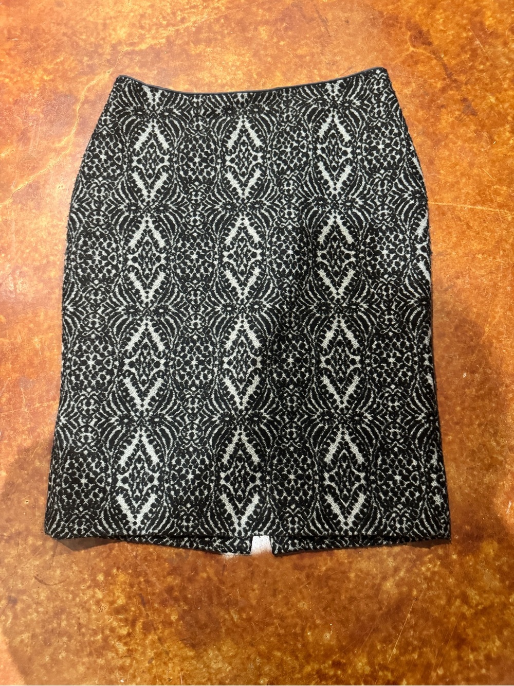Talbots Black and White Jacquard Pencil Skirt